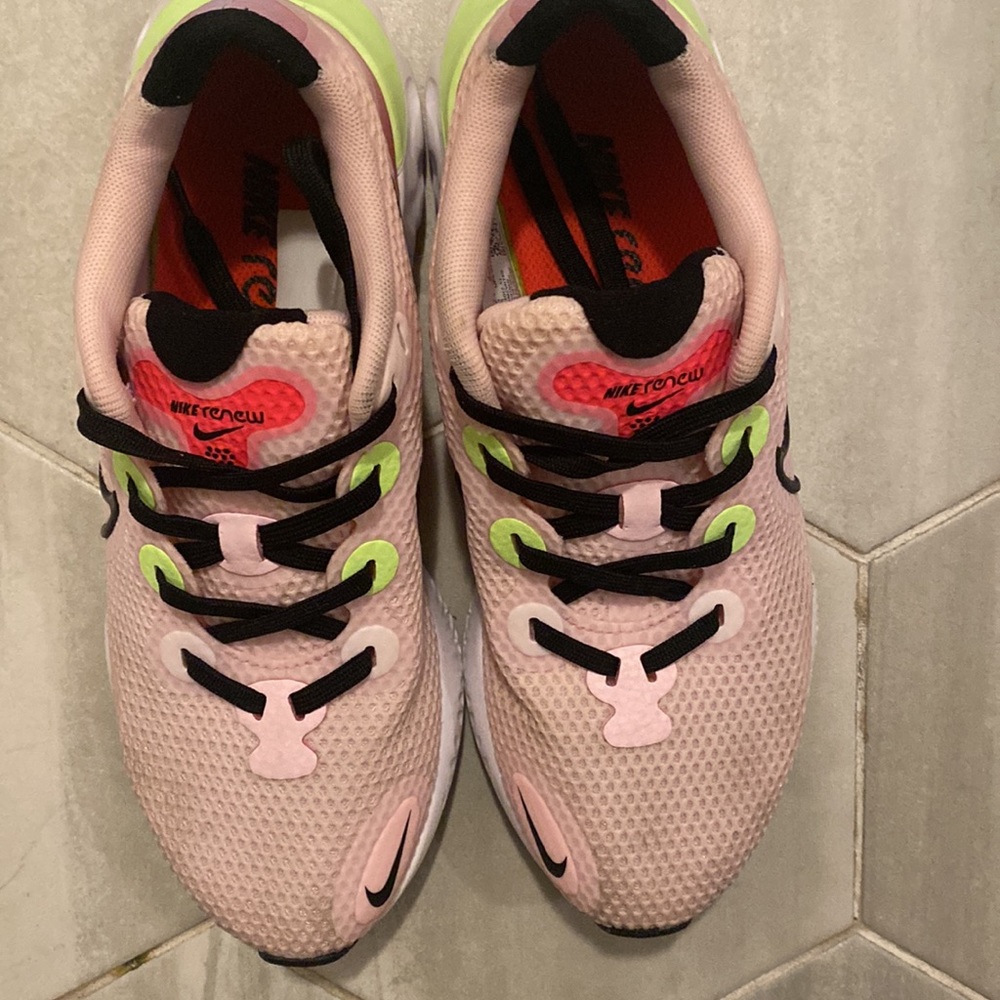 Nike Renew Women's Running Shoes - Pink and Neon Green Yellow - Picture 9 of 12